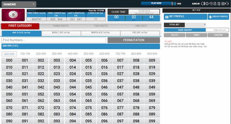 Giao diện xổ số GPI tại nhà cái W88