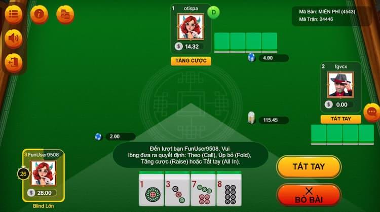 Giao diện Poker Mạt Chược