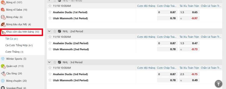 cá cược khúc côn cầu trên băng tại w88